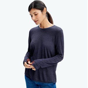 NWT-Bombas Women's Merino Wool Crew Neck Long Sleeve T-Shirt in Indigo Blue